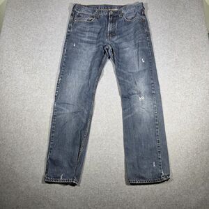 Bullhead Men's Straight Leg Distressed Jeans Blue Medium Wash Denim Size 34x32